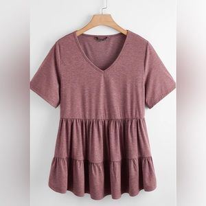 Shein Plus V-Neck Peplum Top